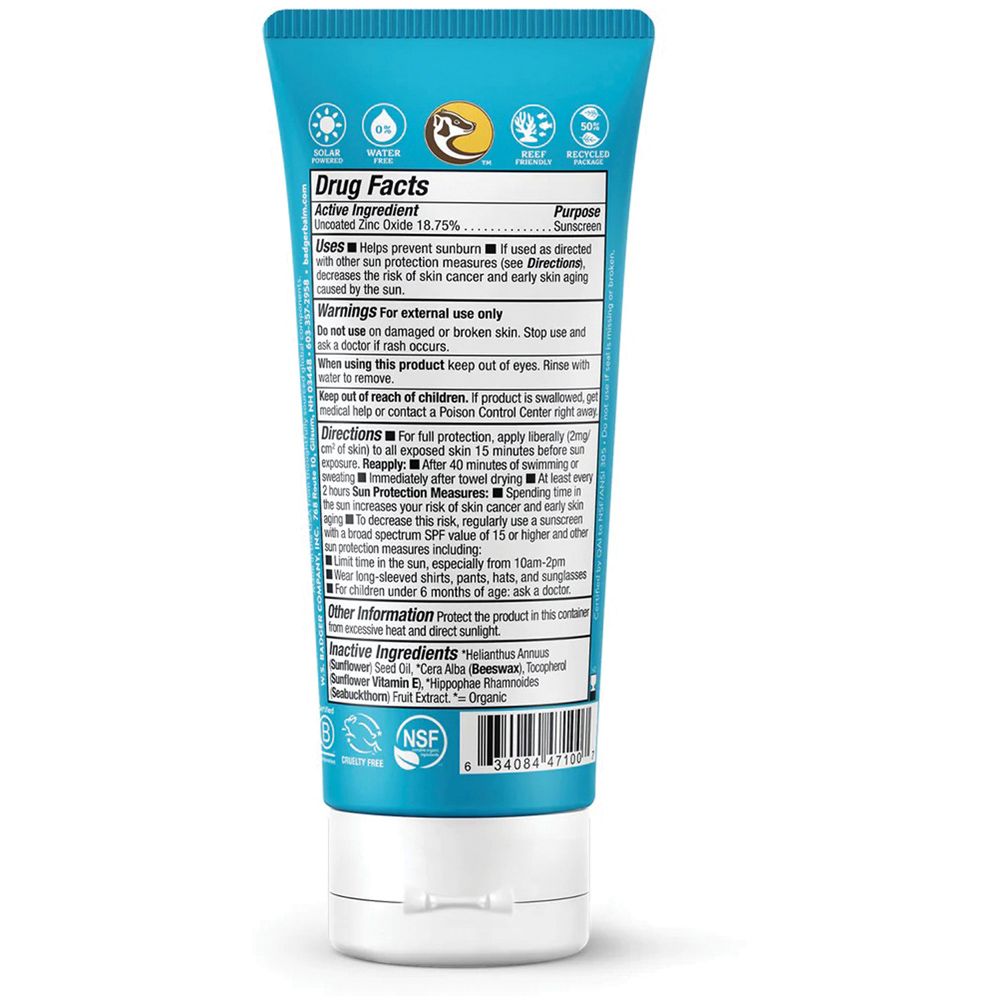 BADGER Clear Zinc Unscented Sunscreen (2.9 Fl Oz)