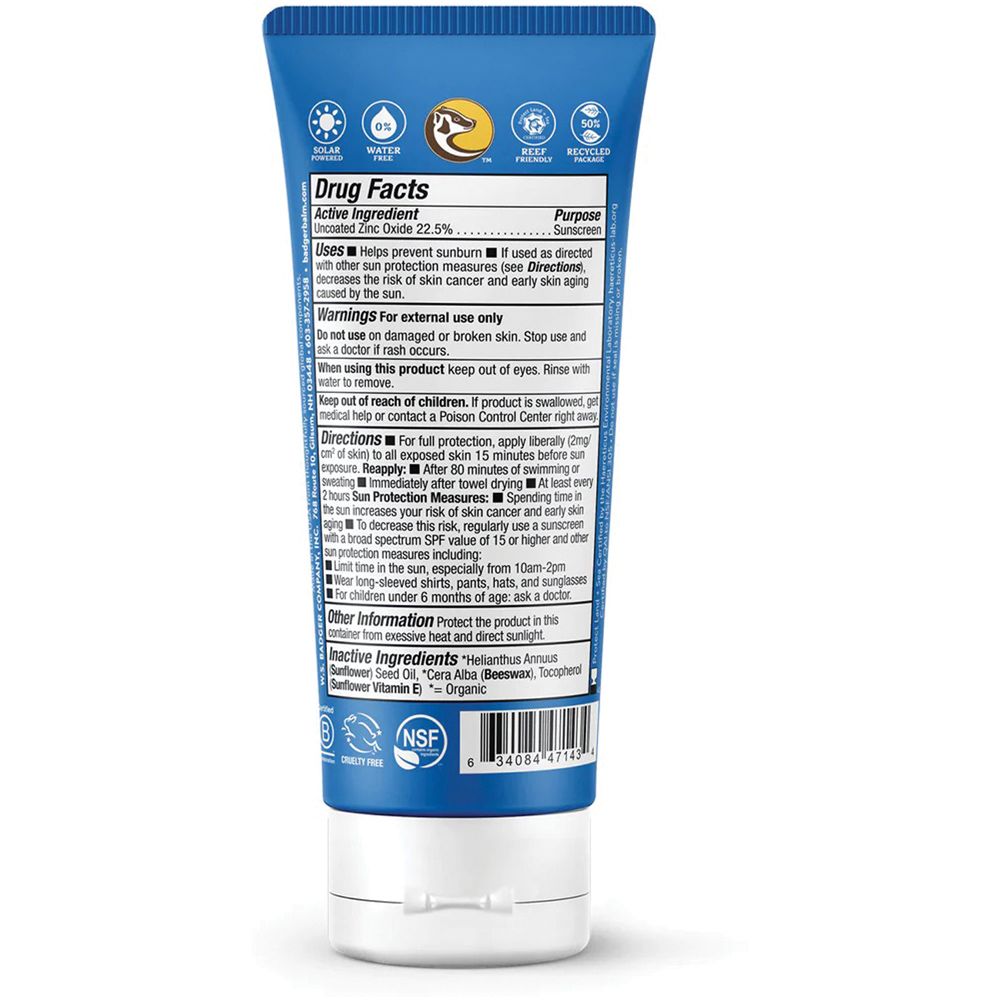 BADGER Sport Mineral Sunscreen Plus Zinc SPF40 (2.9 Oz)