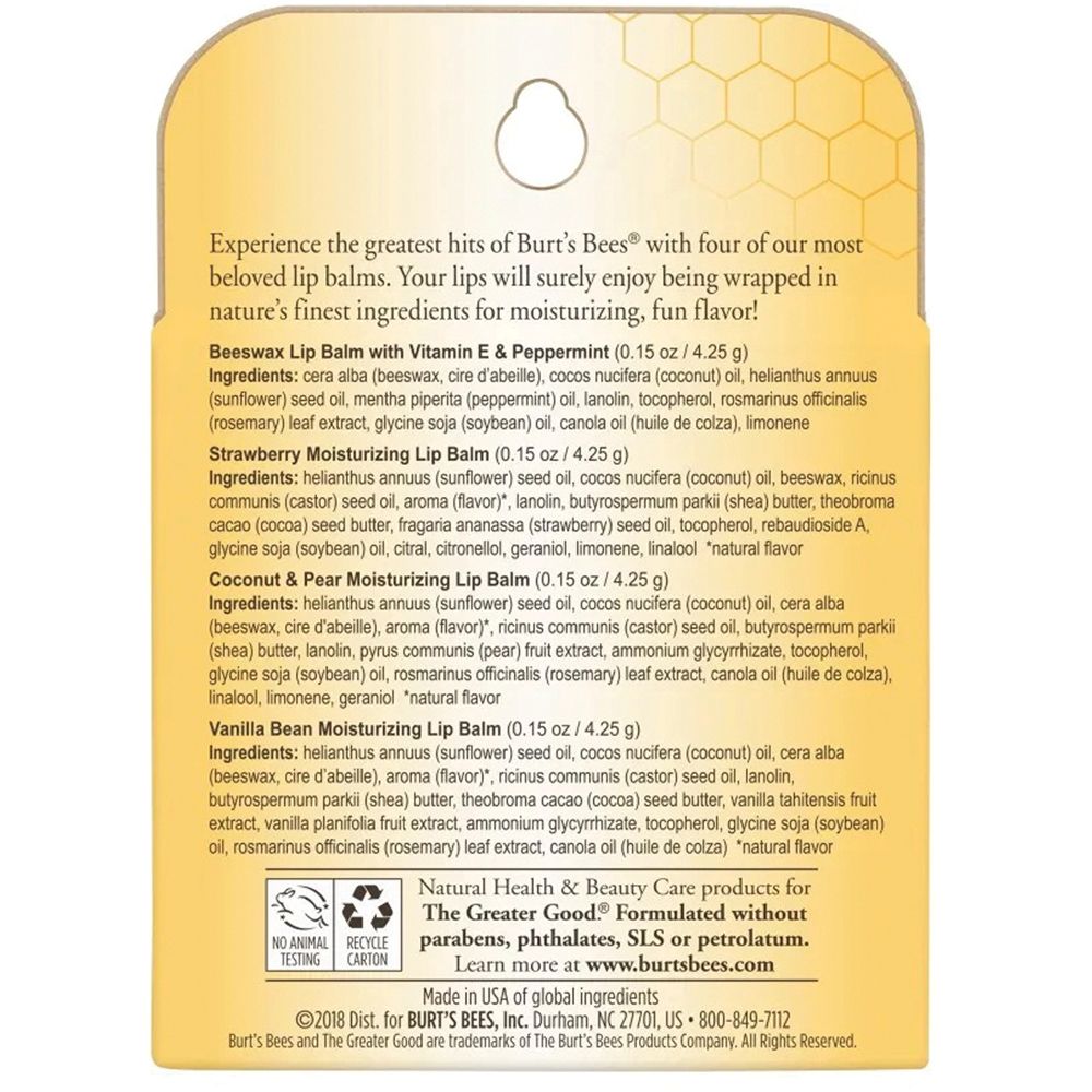 BURT'S BEES Lip Balm Best of Burt's Blister 4 Pack