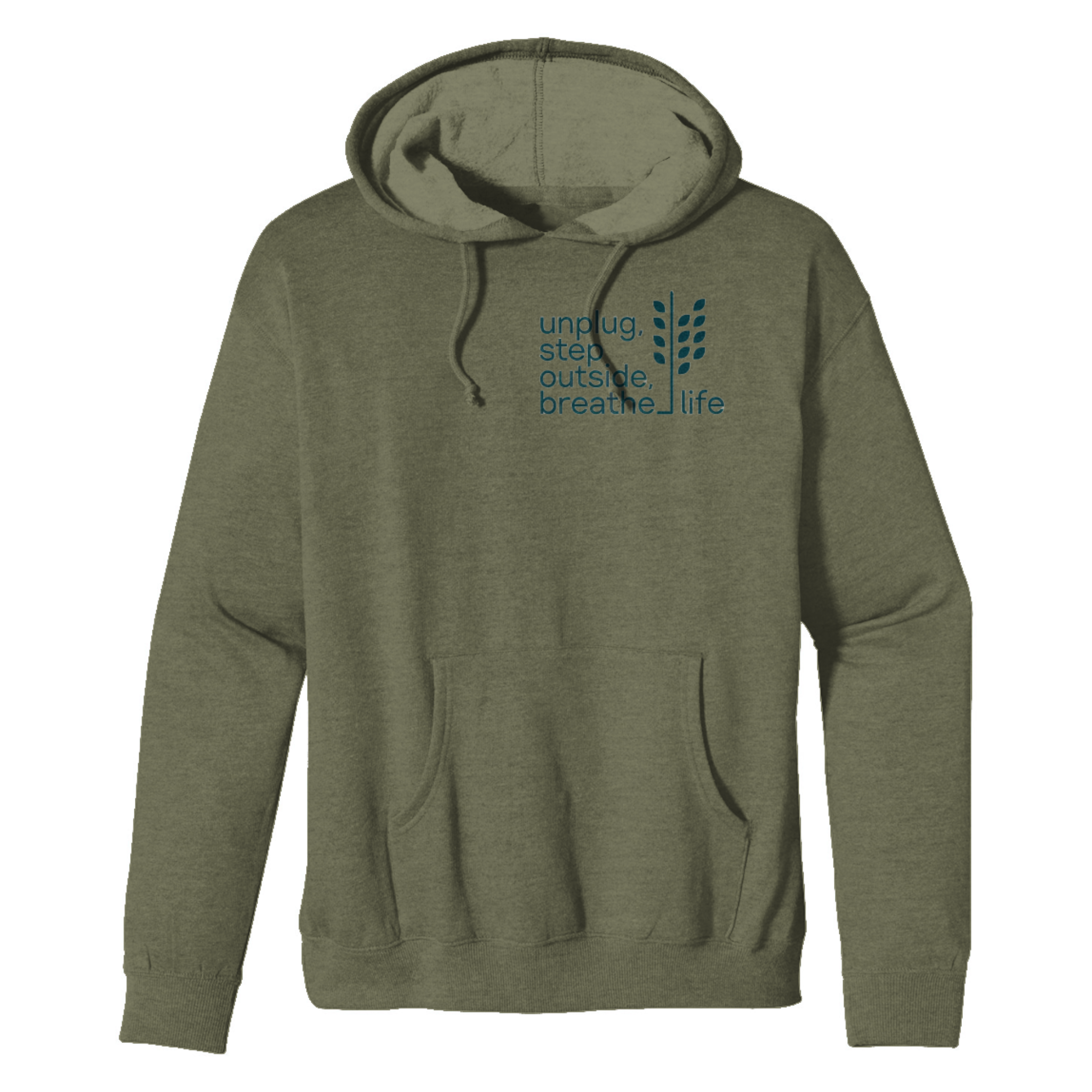 Unplug, Step Outside Organic/Recycled Heather Pullover Hoodie (3 Colors - Unisex)