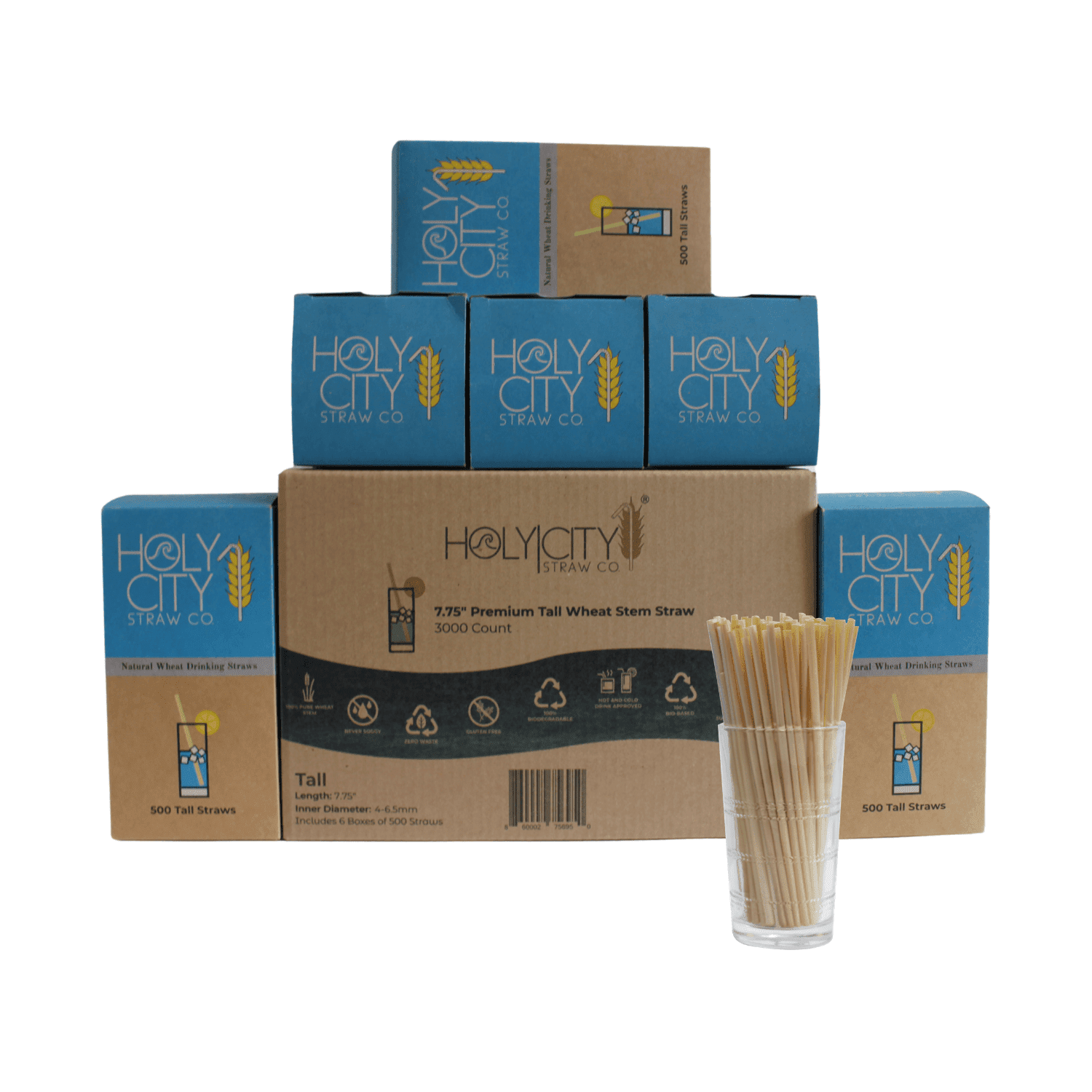 7.9" Tall Wheat Straws by Holy City Straw Company