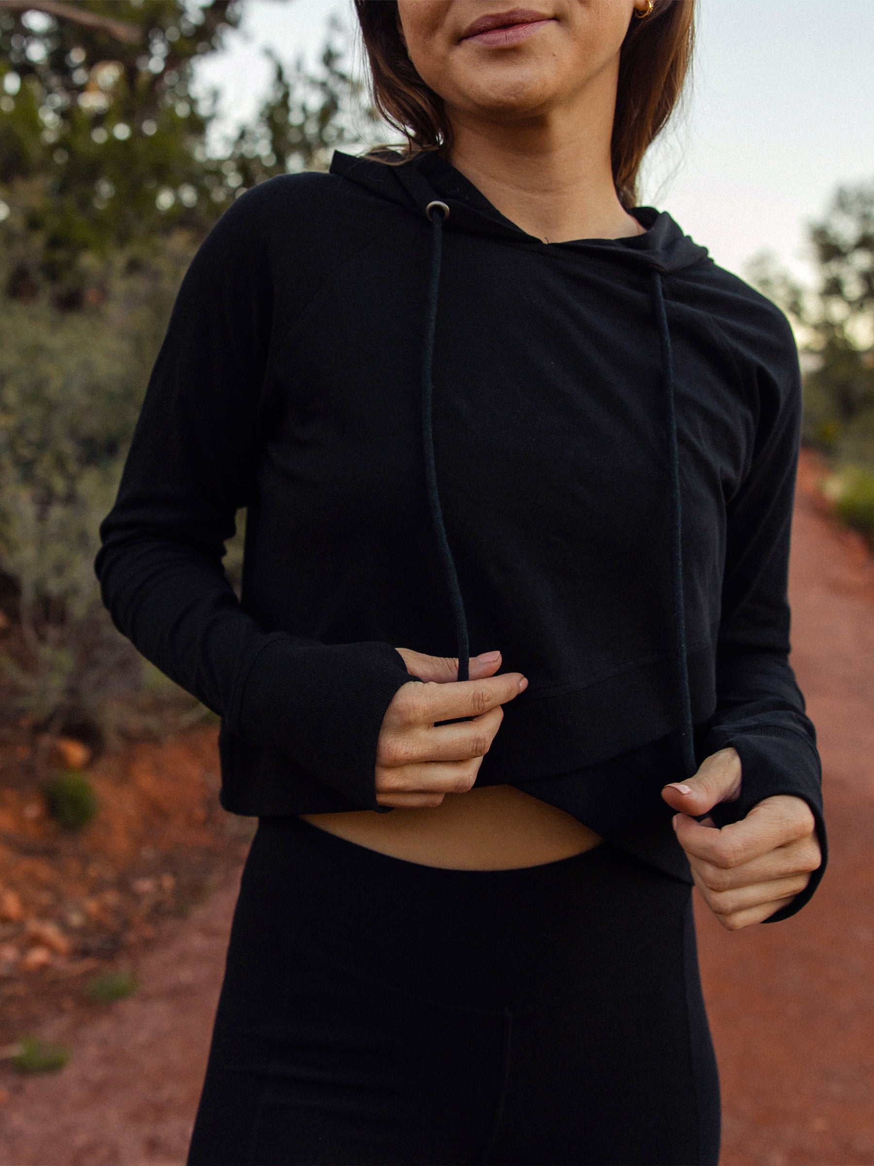 Cross-Crop Hoodie | Eclipse by Happy Earth