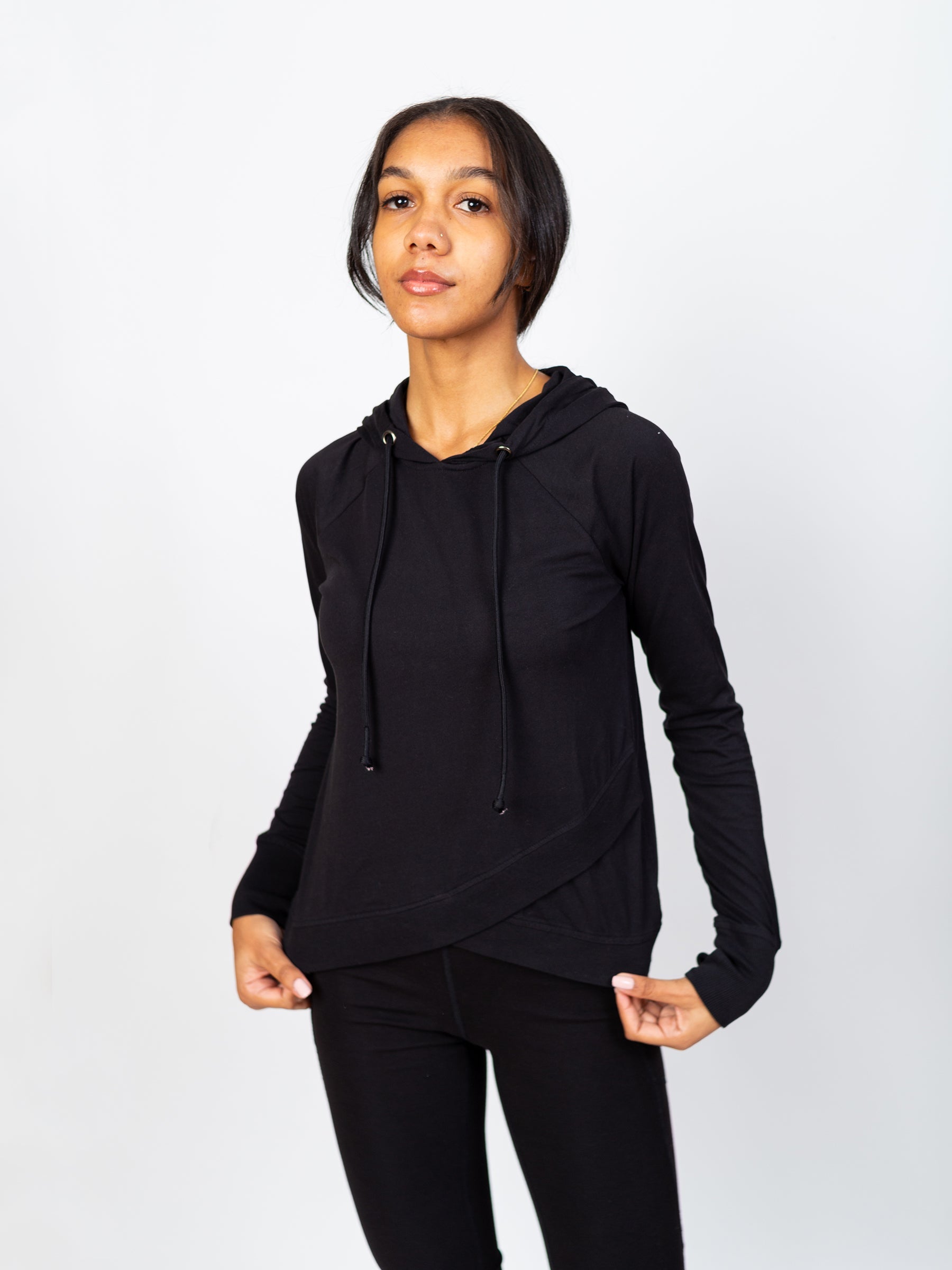 Cross-Crop Hoodie | Eclipse by Happy Earth