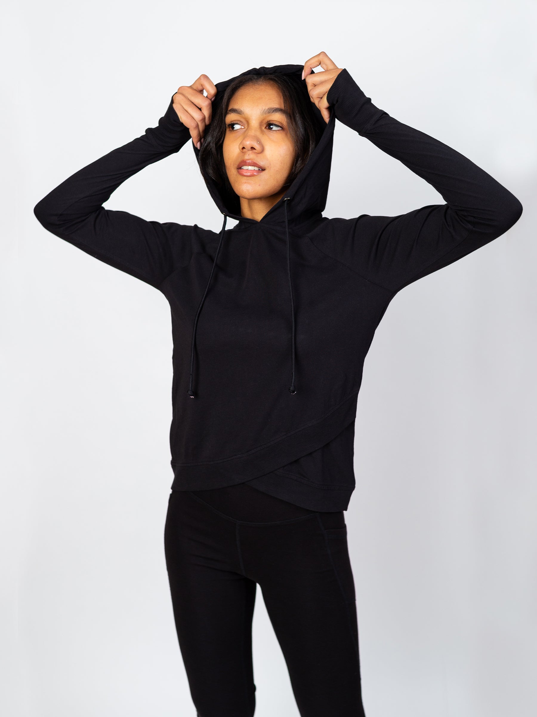 Cross-Crop Hoodie | Eclipse by Happy Earth