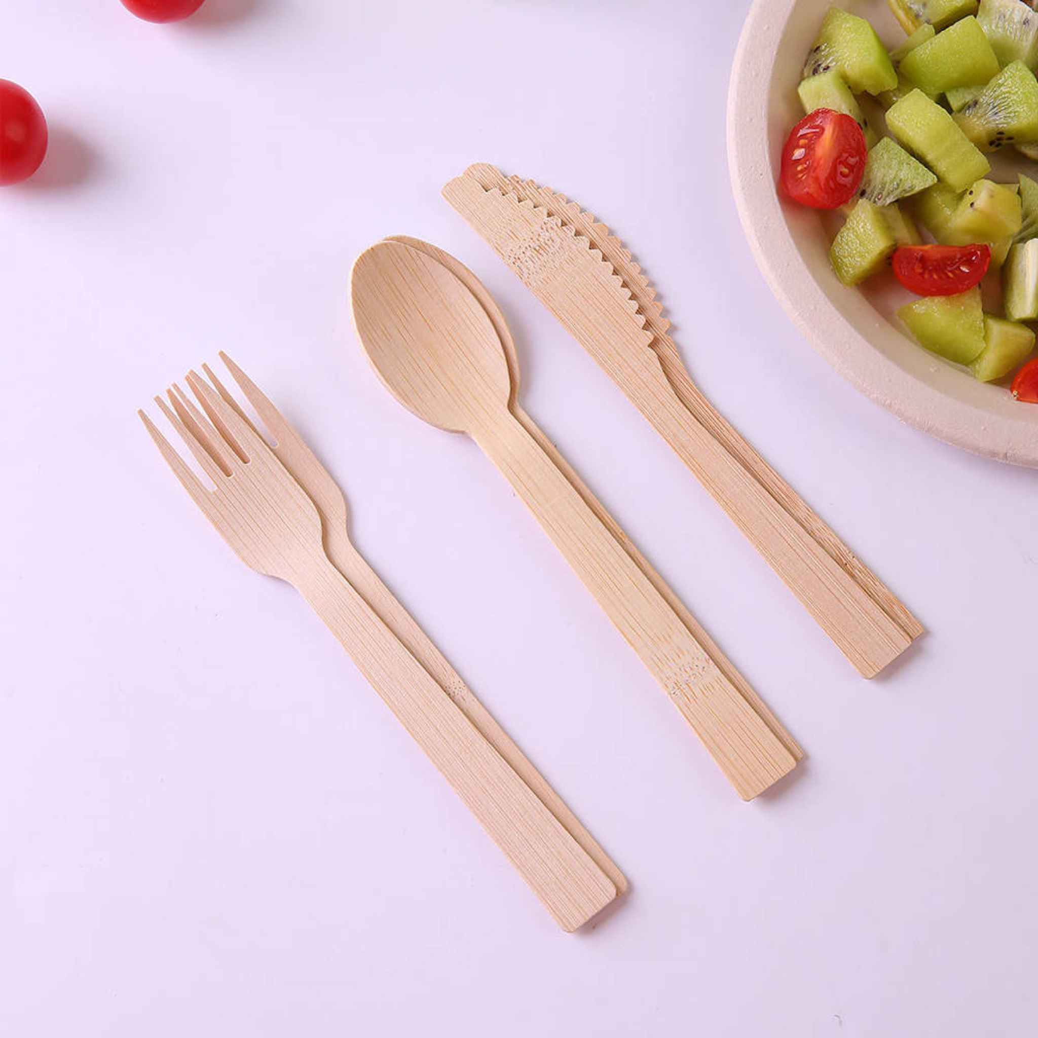 6.7" Wrapped Bamboo Cutlery Set by Holy City Straw Company